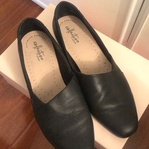 Clarks black leather women shoes